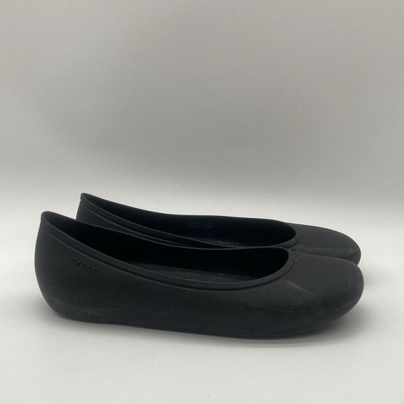 Womens Size 9 Crocs On The Clock Work Flat Matte Black Pointed Toe Flats - Picture 1 of 11